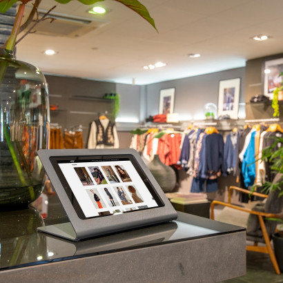 Tablette en mode kiosque avec boutons protégés