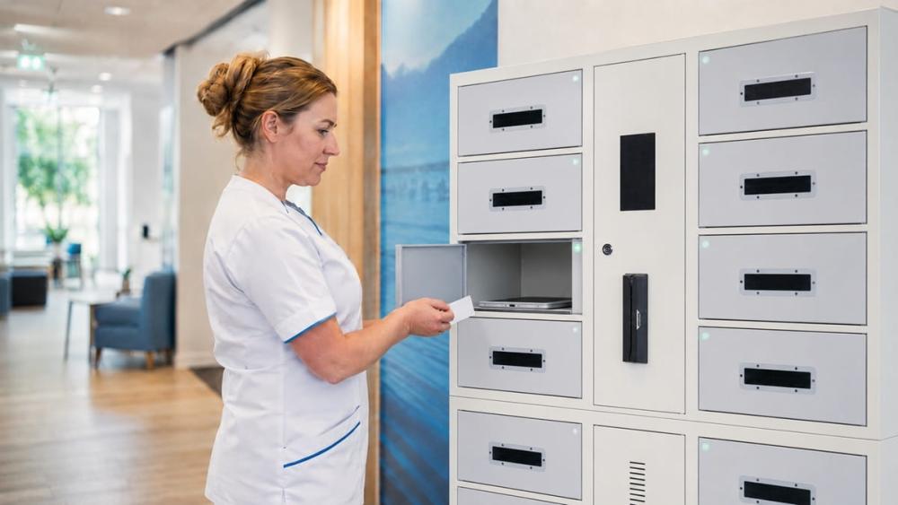 Casiers de recharge verrouillables dans une structure de santé mentale
