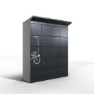 Casier de recharge Lockeel pour batteries de vélo à 16 compartiments – serrure à pièce, gris anthracite