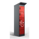 Casier de recharge Lockeel pour batteries de vélo à 4 compartiments – serrure à code électronique, gris anthracite/rouge feu