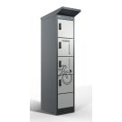 Casier de recharge Lockeel pour batteries de vélo à 4 compartiments – serrure à code électronique, gris anthracite/gris clair