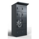 Casier de recharge Lockeel pour batteries de vélo à 8 compartiments – serrure à code électronique, gris anthracite