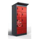 Casier de recharge Lockeel pour batteries de vélo à 8 compartiments – serrure à code électronique, gris anthracite/rouge feu