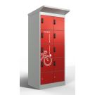 Casier de recharge Lockeel pour batteries de vélo à 8 compartiments – serrure à code électronique, gris clair/rouge feu