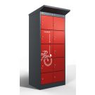 Casier de recharge Lockeel pour batteries de vélo à 8 compartiments – serrure à clé, gris anthracite/rouge feu
