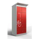 Casier de recharge Lockeel pour batteries de vélo à 8 compartiments – serrure à pièce, gris clair/rouge feu