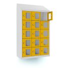 Casier Lockeel pour téléphones à 15 compartiments – serrure à clé, gris clair/jaune signalisation