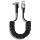 Torvik Câble USB-C coudé vers USB-C en spirale 1,2 m, 65 W - noir