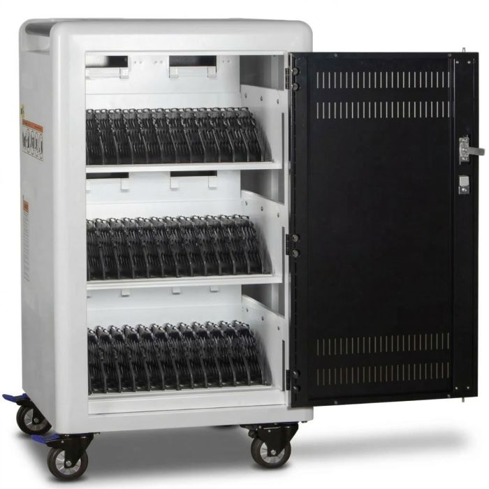 Chariot de chargement USB-C AC-PLUS-T-H65 Open Power Technologies avec compartiments de chargement visibles pour 36 appareils.