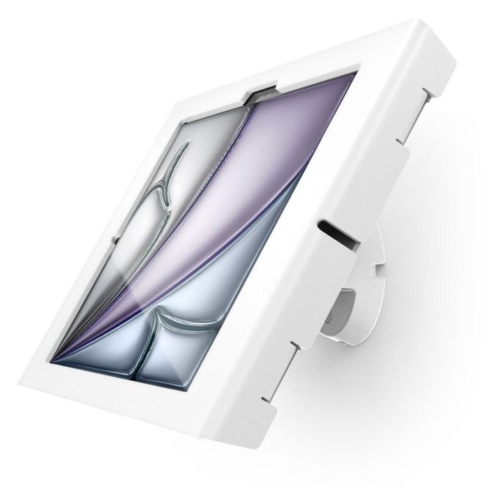 Vue latérale du support mural Compulocks Bow Apex pour iPad Air 11 pouces, monté au mur.