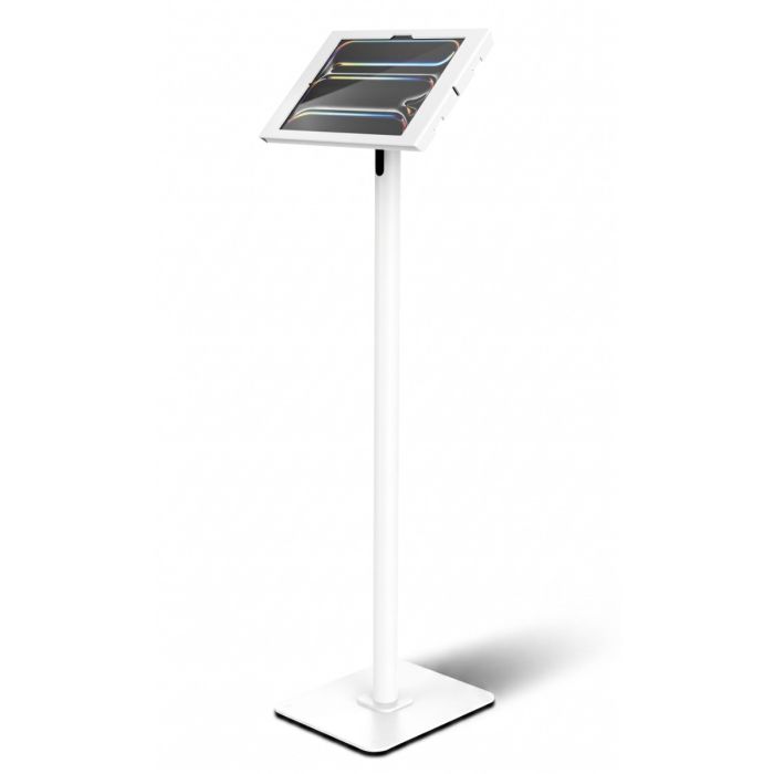Vue latérale du support au sol Compulocks Swift Apex pour iPad Pro 13 pouces, avec un design élégant et une base robuste.