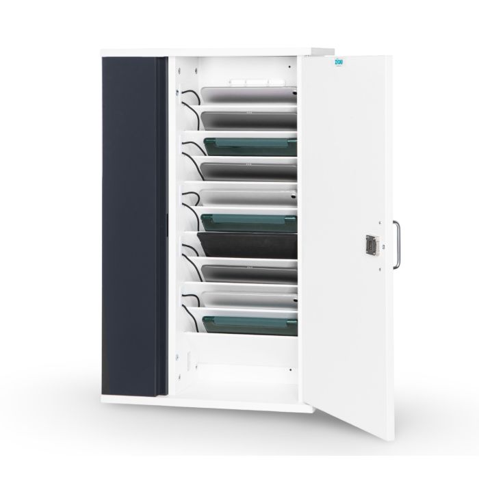 Armoire murale ouverte pour tablette Zioxi pour 10 tablettes avec compartiments de chargement visibles et serrure à clé