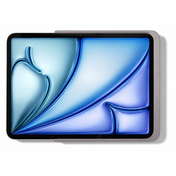 Vue de dessus du support mural Displine Dame Wall Home 2.0 avec iPad Air 11 pouces, utilisé avec un design élégant.