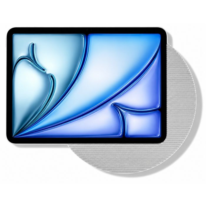 Vue détaillée du support mural Displine Moonlight pour iPad Air 11 pouces, visible avec une finition argentée et un look élégant et moderne.