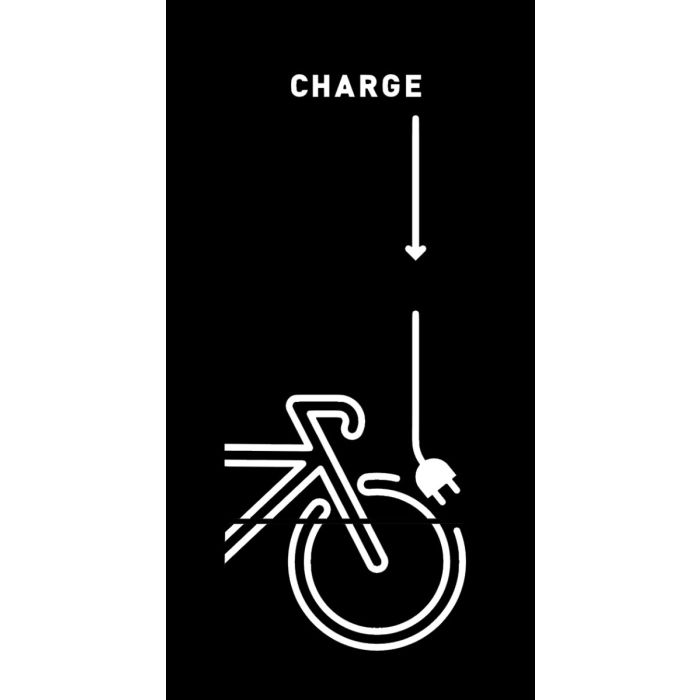 Représentation technique de l'autocollant Lockeel plot avec indication de charge pour les batteries de vélo.