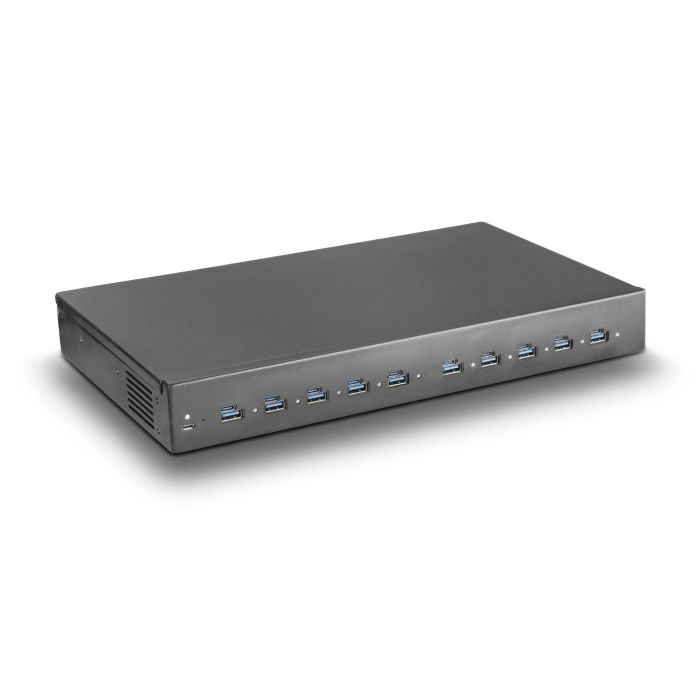 Vue latérale du hub de chargement Torvik OLH-DC-10 avec 10 ports USB, dans une finition moderne.