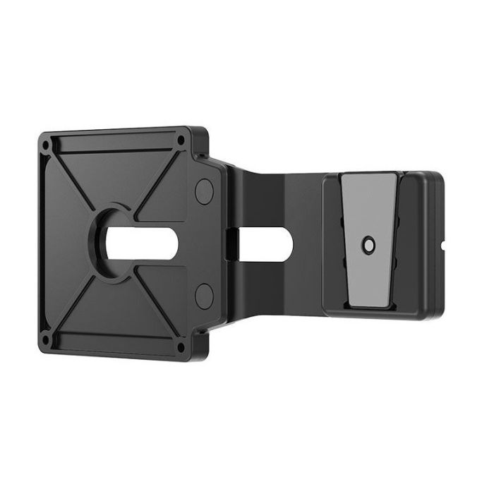 Vue latérale du support pour terminal de paiement Compulocks VESA avec serrure, montrant clairement la plaque de montage et le mécanisme de verrouillage.