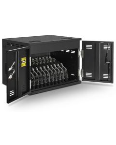 Armoire de chargement ouverte AVer X12 AC avec compartiments de chargement visibles pour 12 appareils mobiles jusqu'à 15 pouces.