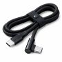 Vue détaillée du câble de chargement et de données Torvik USB-C vers USB-C à angle droit avec extérieur tressé noir et connecteur à angle droit.