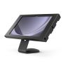 Vue latérale du support de table Compulocks Core Apex pour Samsung Galaxy Tab A9+, avec une finition noire moderne.