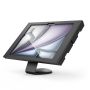 Vue latérale du support de table Compulocks Core Apex pour iPad Air, avec une finition noire moderne et une base robuste.