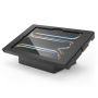 Vue détaillée du support de table Compulocks AV Capsule Apex pour iPad Pro 11 pouces, avec une finition noire et un look moderne.