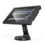 Vue latérale du support de table Compulocks Mast Apex pour iPad Pro 11 pouces, avec une finition noire moderne et une base robuste.