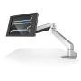 Vue latérale du support de table Compulocks Reach Apex pour iPad Pro 11 pouces, monté sur un bureau.
