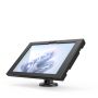 Vue latérale du support de table Compulocks Rise avec une Microsoft Surface Pro 11, sous un angle de 10 cm.