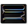 Photo studio du support mural Displine Dame Wall 2.0 pour iPad Pro 13 pouces en noir, vue frontale sans tablette avec réflexion lumineuse abstraite.