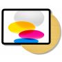 Vue détaillée du support mural Displine Moonlight pour iPad 11 pouces doré, avec fonds colorés.