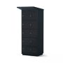 Vue latérale du casier de chargement de batterie de vélo Lockeel avec 8 compartiments et serrure à monnaie, fermé et dans une finition noire élégante.