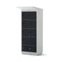 Vue latérale du casier de chargement de batterie de vélo Lockeel avec 8 compartiments et serrures à code électronique.
