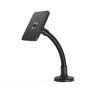 Vue latérale du support de table Compulocks Flex VESA en noir, avec bras flexible et base robuste.