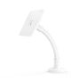 Vue latérale du support de table Compulocks Flex VESA en blanc avec bras flexible.