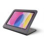 Vue latérale du support de tablette Heckler Design Windfall pour iPad, avec un iPad en cours d'utilisation et un arrière-plan coloré.