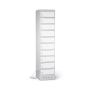 Vue latérale du casier de chargement pour ordinateur portable Lockeel à 10 compartiments, fermé par une serrure à clé.