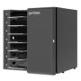 Vue latérale de l'armoire de chargement Manhattan USB-C avec compartiments ouverts pour 7 appareils.