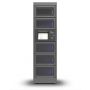 Vue de face du casier de chargement modulaire Power Technologies PT-PRO-5 avec cinq grands compartiments et écran de contrôle.