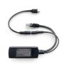 Vue détaillée du répartiteur Smart Things sCharge PoE 4856 avec câble Micro-USB, les connexions et les spécifications sont visibles.