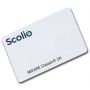 Gros plan de la carte utilisateur Scolio RFID avec logo clairement visible et texte MIFARE Classic 1K.