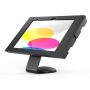 Vue latérale du support de table Compulocks Core Swell pour iPad, avec un fond coloré et une base robuste.