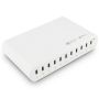 Vue d'angle du hub de chargement USB-C Torvik OLH-10 avec dix ports et indicateur LED.