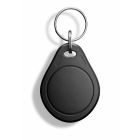 Vue de dessus du porte-clés RFID Scolio avec une finition noire et un anneau métallique.