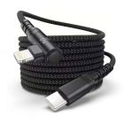 Vue détaillée du connecteur Torvik USB-C vers Lightning à angle droit avec un câble tressé noir.