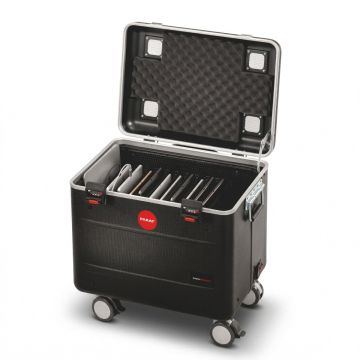 Étui de chargement ouvert PARAT TC10 TwinCharge avec compartiments visibles pour 10 tablettes et serrures numériques.