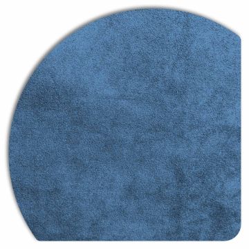 Vue détaillée du panneau d'incrustation Displine Alcantara® en cobalt, avec une texture douce et une forme ronde unique.