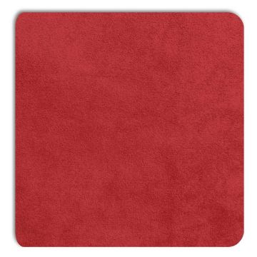 Vue détaillée du panneau d'incrustation Displine Alcantara® rouge, avec une texture douce et des coins arrondis.