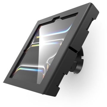 Vue latérale du support mural Compulocks Bow Apex pour iPad Pro 11 pouces, avec une finition brillante et un détail de fixation murale.