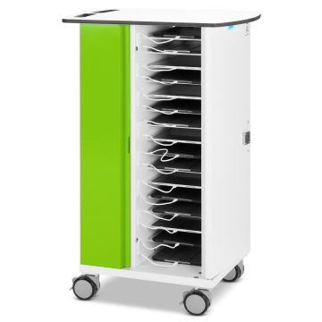 Chariot de chargement ouvert pour iPad Zioxi avec compartiments de chargement visibles et gestion des câbles.
